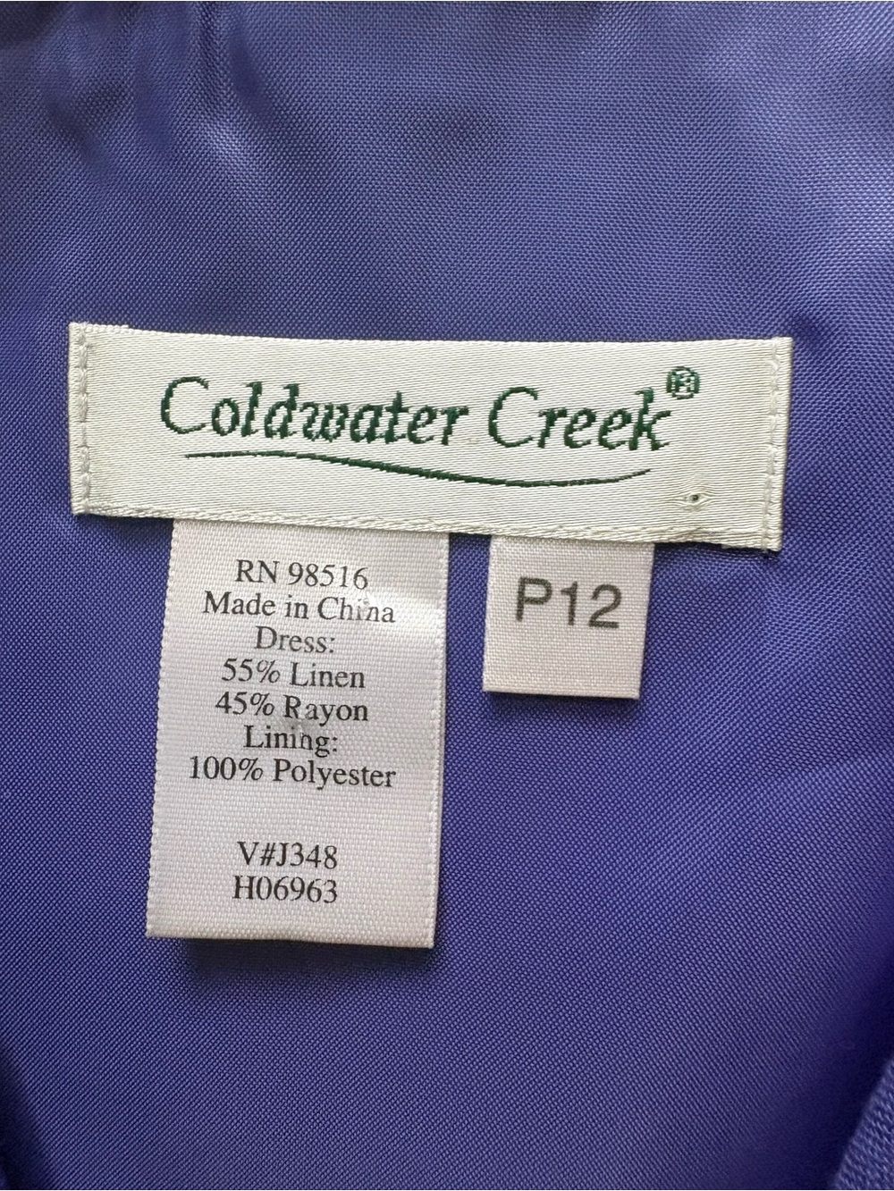 Vintage Linen Dress 12 Petite Indigo Iridescent Button Front - Picture 5 of 15